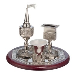 Nickel and Wood Havdala Set