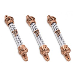 Small Bronze Colored Mezuzah Case with Shema Praye... | Pewter Mezuzah