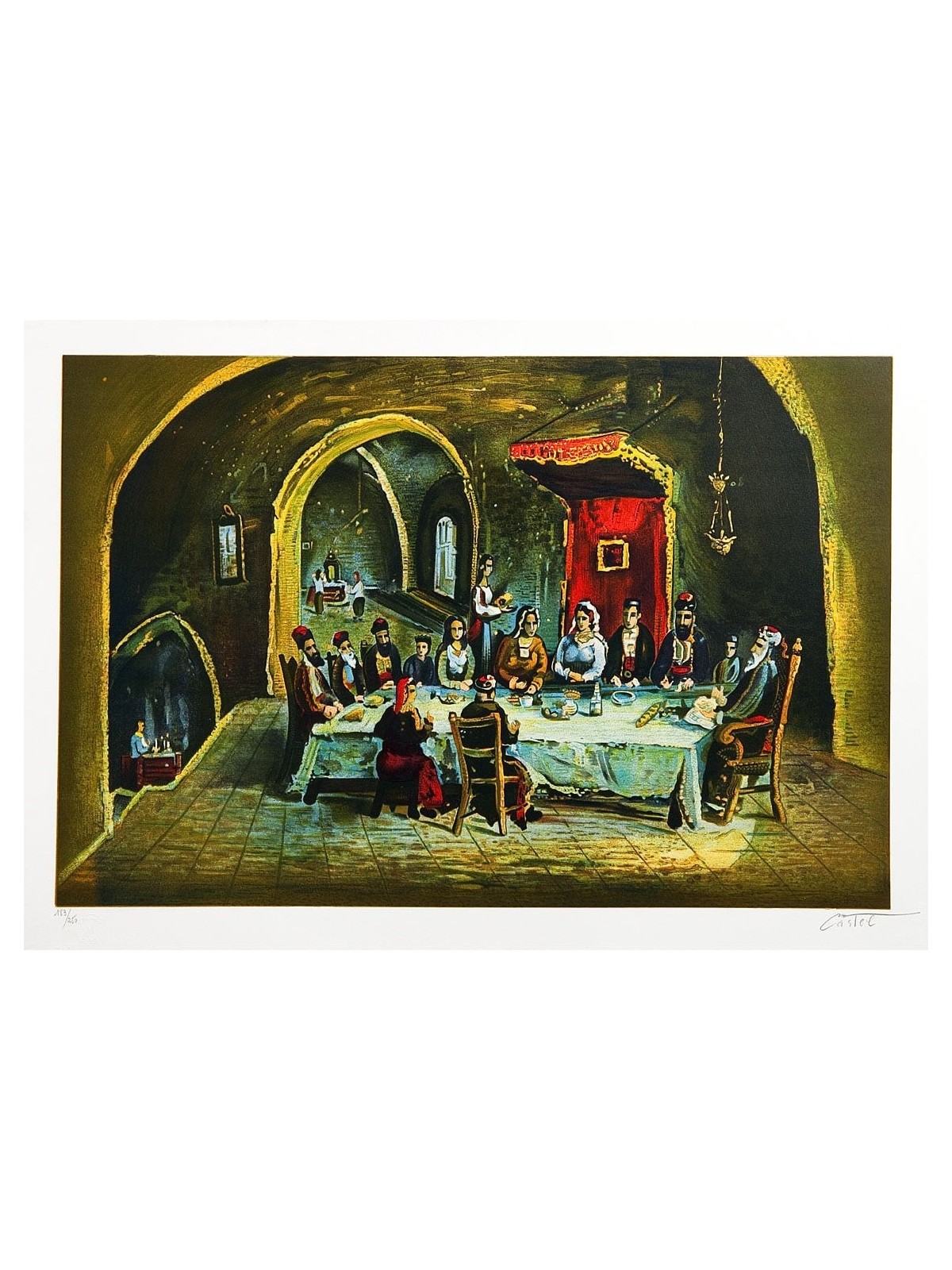 Wedding in Jerusalem. Artist: Moshe Castel. Original Lithograph