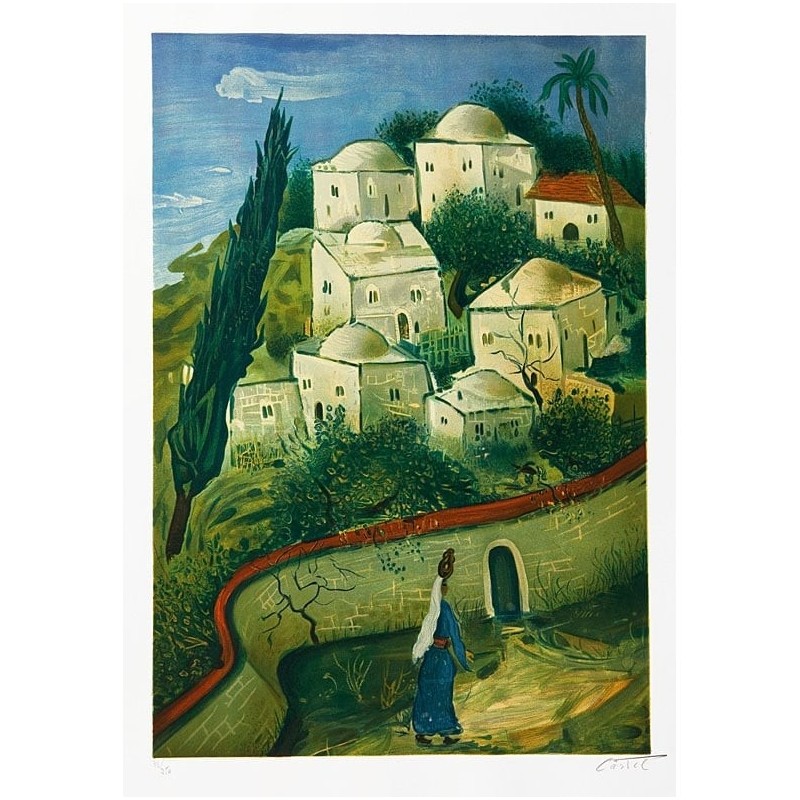 Moshe Castel - Village Around Jerusalem Original Lithograph
