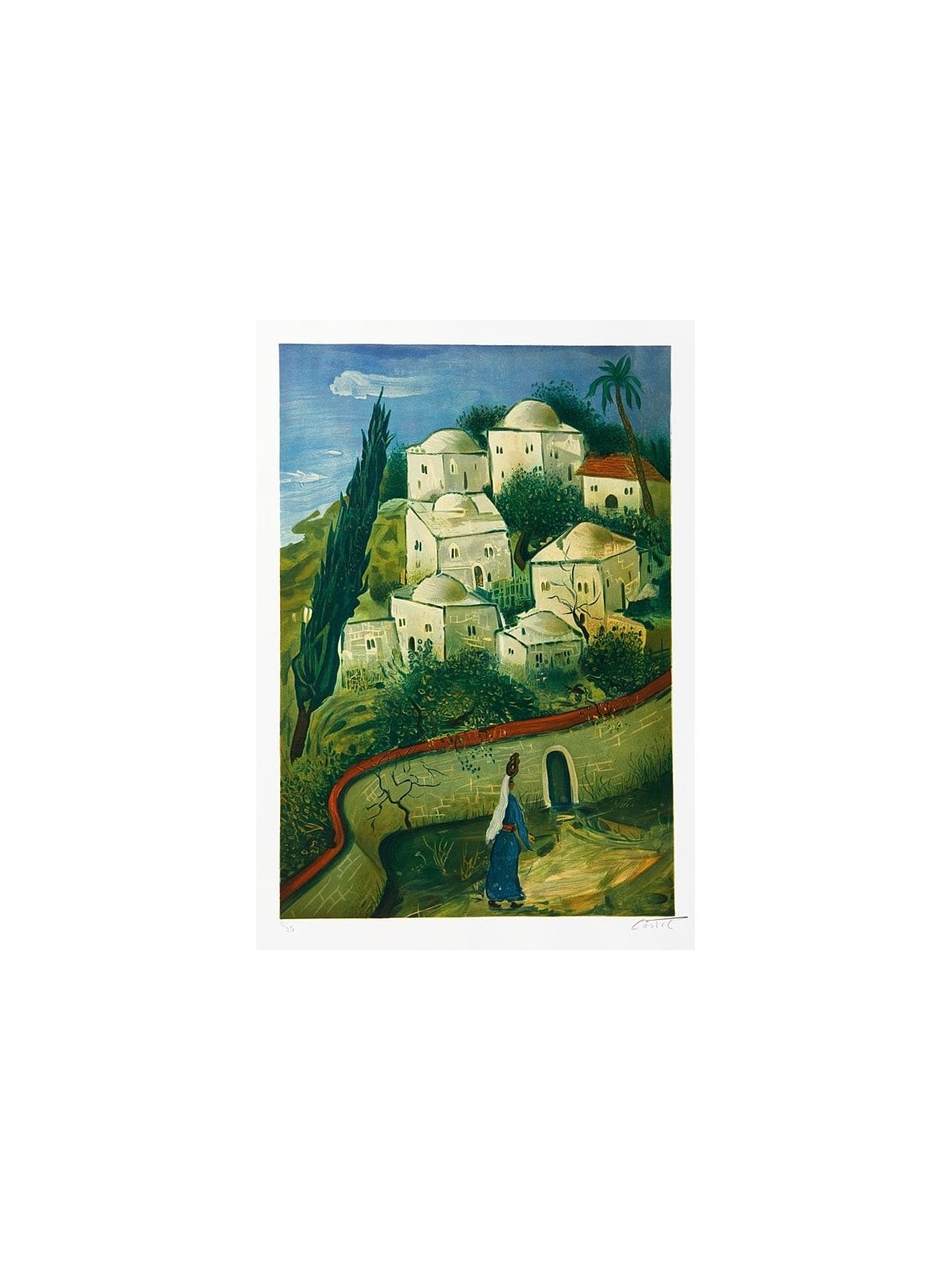 Moshe Castel - Village Around Jerusalem Original Lithograph