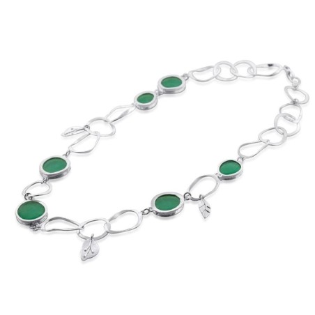 Deluxe Roman Glass and Sterling Silver Necklace - Leaves