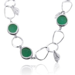 Deluxe Roman Glass and Sterling Silver Necklace - Leaves