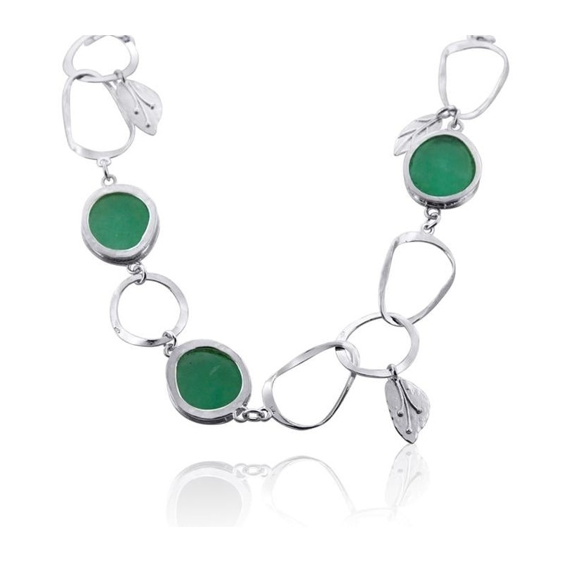Deluxe Roman Glass and Sterling Silver Necklace - Leaves