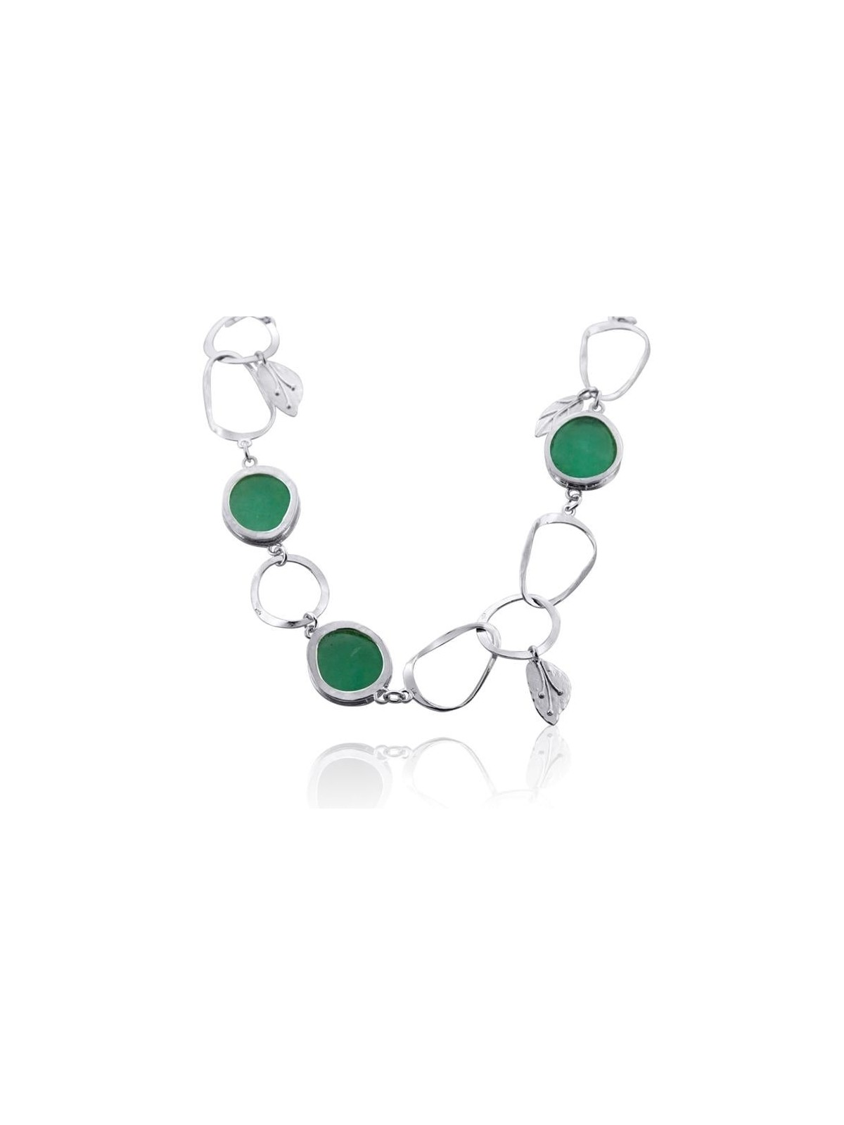 Deluxe Roman Glass and Sterling Silver Necklace - Leaves