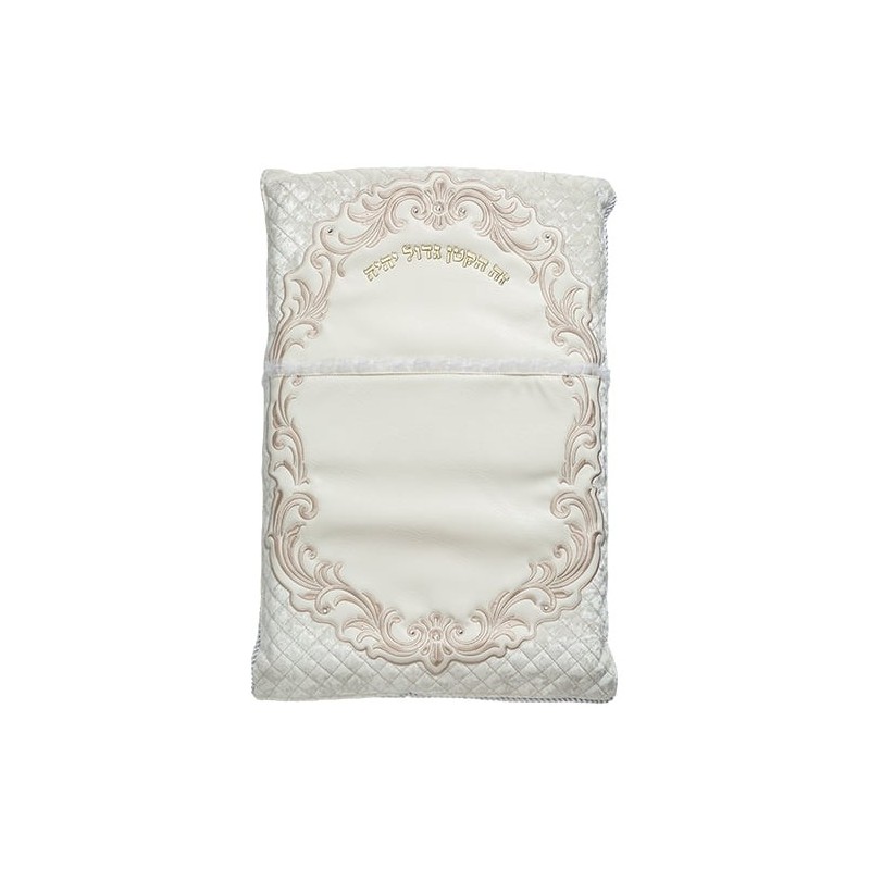 Faux Leather Bris Pillow with Large Filigree Design