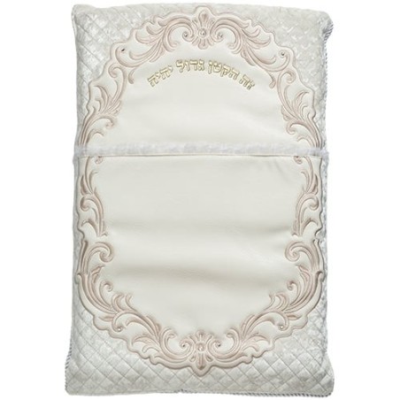 Faux Leather Bris Pillow with Large Filigree Design