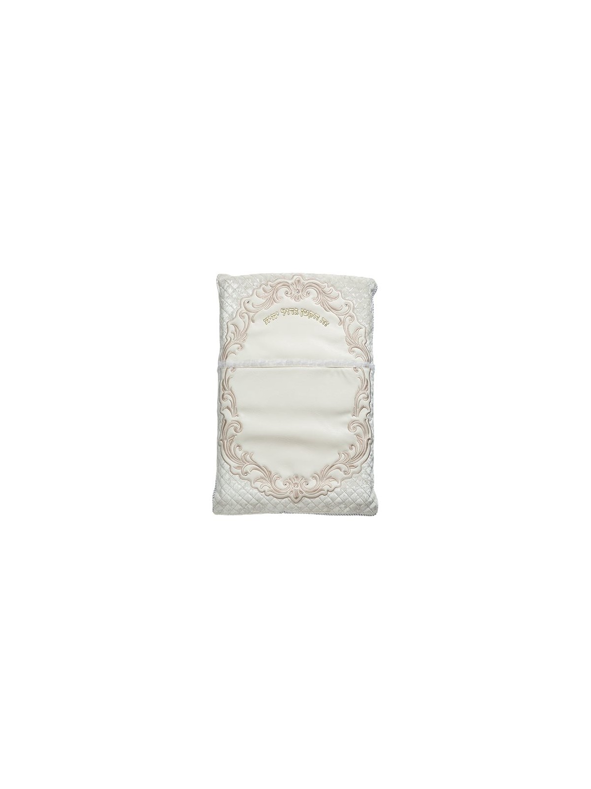 Faux Leather Bris Pillow with Large Filigree Design