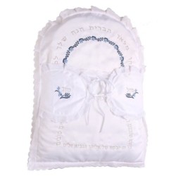 Rikmat Elimelech Floral Bris Pillow - Blue and Silver