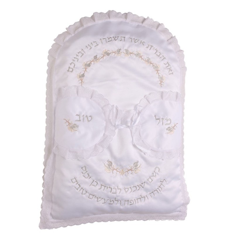 Rikmat Elimelech Pomegranate Bris Pillow - Silver and Gold