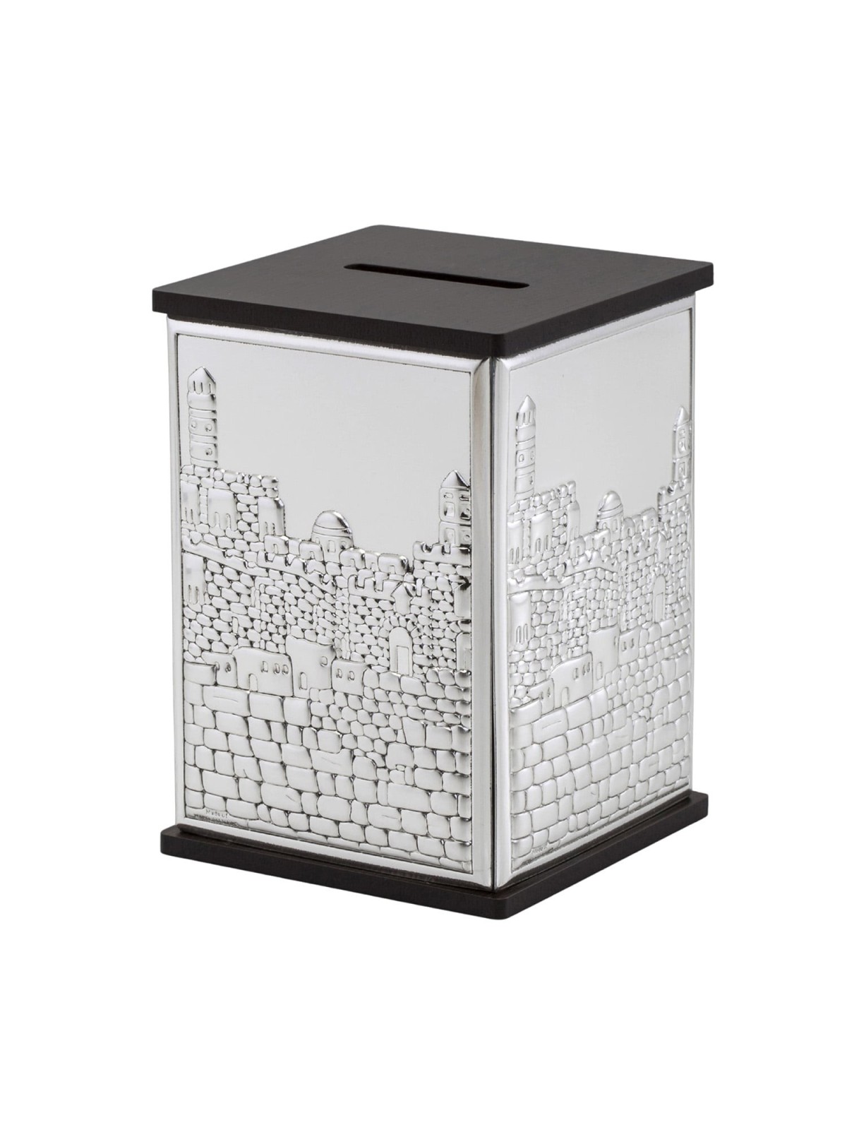 Hazorfim Silver-Plated Jerusalem-themed Tzedakah Box