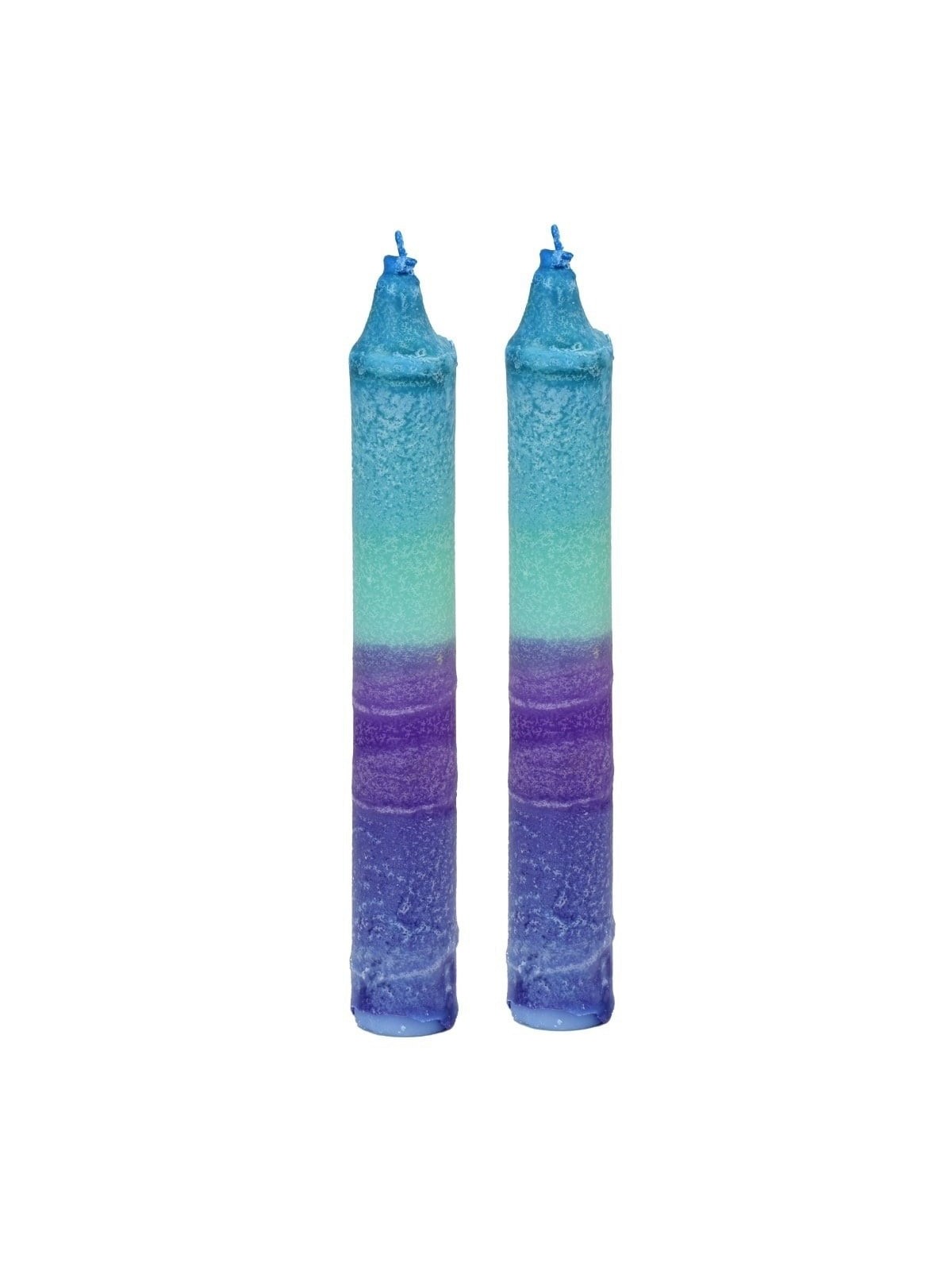12 Handcrafted Designer Shabbat Candles - Purple and Blue