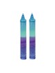 12 Handcrafted Designer Shabbat Candles - Purple and Blue