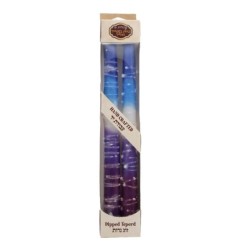 Handcrafted Designer Dipped Taper Shabbat Candles - Purple and Blue