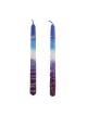 Handcrafted Designer Dipped Taper Shabbat Candles - Purple and Blue