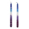 Handcrafted Designer Dipped Taper Shabbat Candles - Purple and Blue