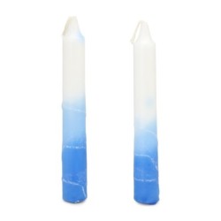 12 Handcrafted Designer Shabbat Candles - Blue and White