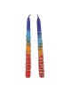 Handcrafted Designer Dipped Taper Shabbat Candles - Rainbow