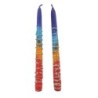 Handcrafted Designer Dipped Taper Shabbat Candles - Rainbow