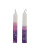 12 Handcrafted Designer Shabbat Candles - Purple and White