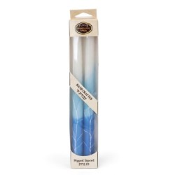Handcrafted Designer Dipped Taper Shabbat Candles - Blue