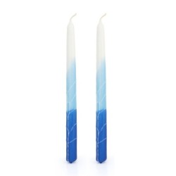 Handcrafted Designer Dipped Taper Shabbat Candles - Blue