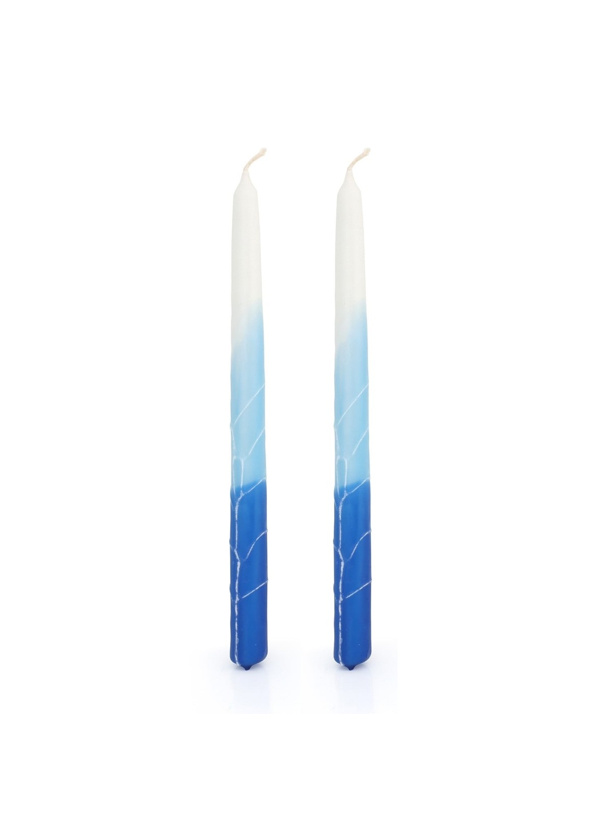Handcrafted Designer Dipped Taper Shabbat Candles - Blue
