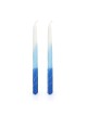 Handcrafted Designer Dipped Taper Shabbat Candles - Blue