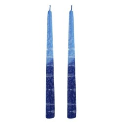 Handcrafted Designer Dipped Taper Shabbat Candles - Blue