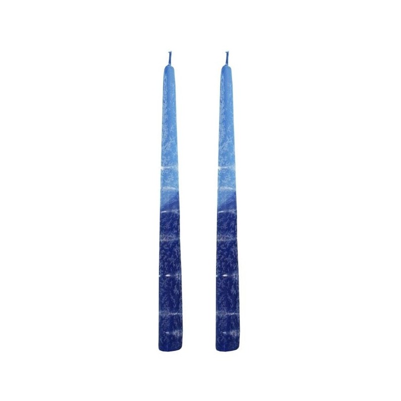 Handcrafted Designer Dipped Taper Shabbat Candles - Blue