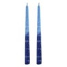 Handcrafted Designer Dipped Taper Shabbat Candles - Blue