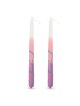 Handcrafted Designer Dipped Taper Shabbat Candles - Pink and White