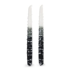 Handcrafted Designer Dipped Taper Shabbat Candles - Black and White