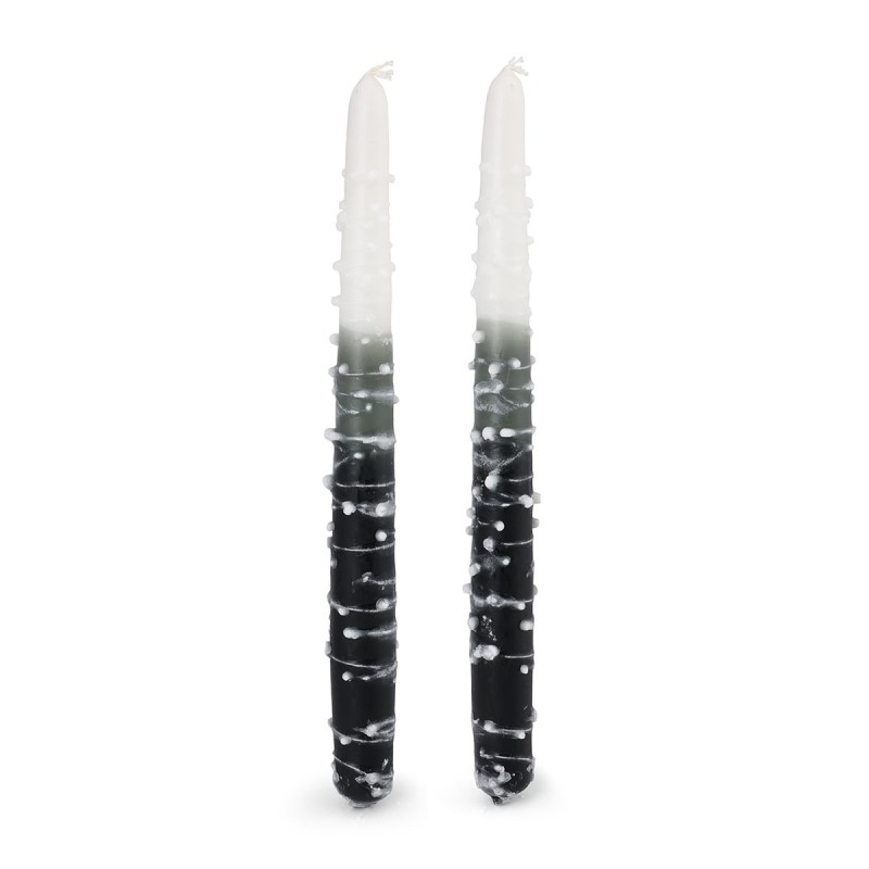 Handcrafted Designer Dipped Taper Shabbat Candles - Black and White