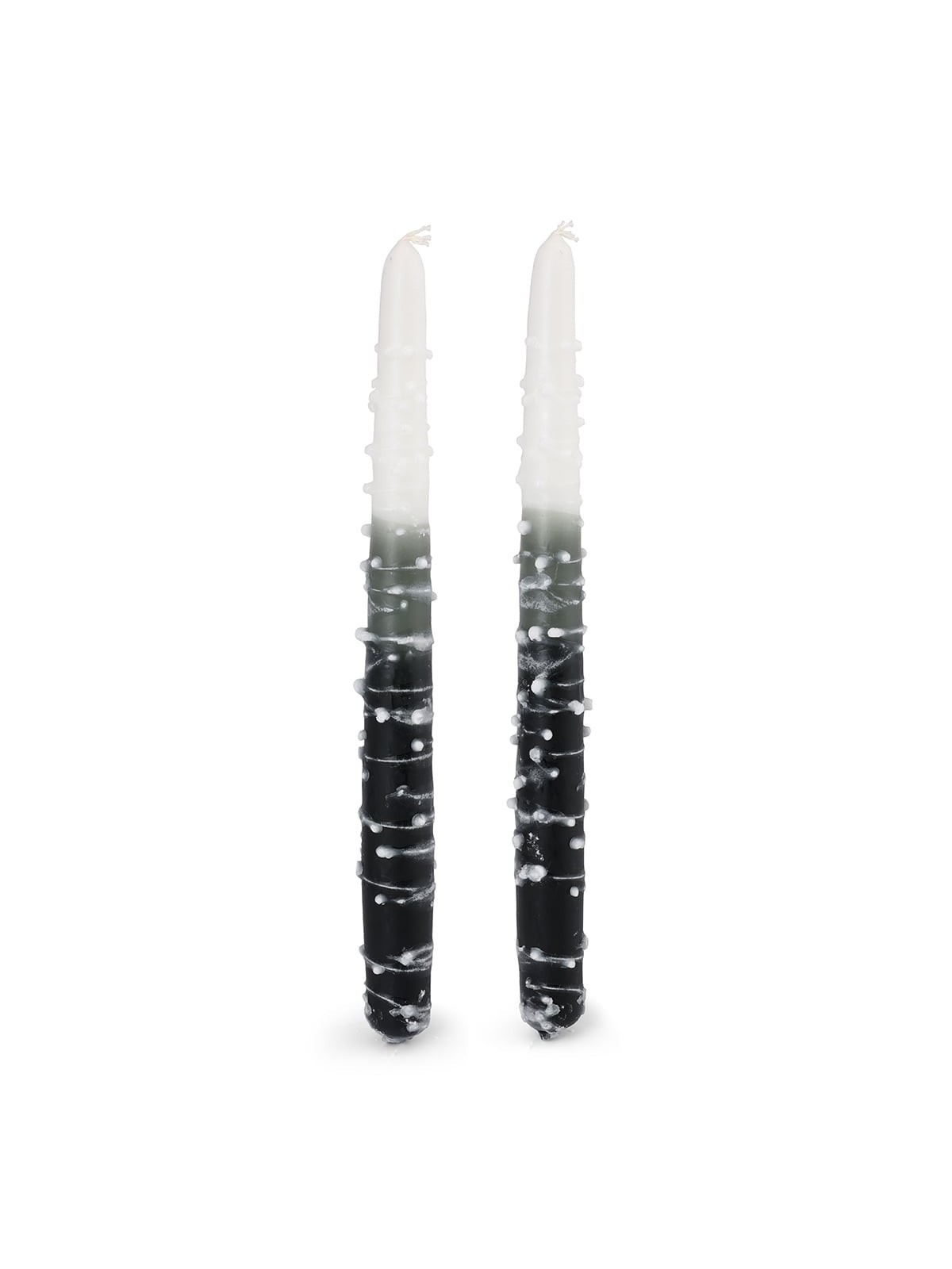 Handcrafted Designer Dipped Taper Shabbat Candles - Black and White