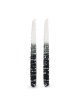 Handcrafted Designer Dipped Taper Shabbat Candles - Black and White