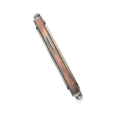 Red Pewter Mezuzah Case with Elongated Shin Letter | Pewter Mezuzah