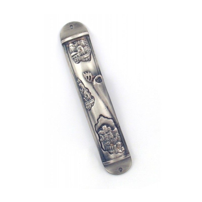 Jerusalem design Pewter Mezuzah | Pewter Mezuzah