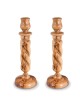 Solid Spiral: Olive Wood Candlesticks (Large)