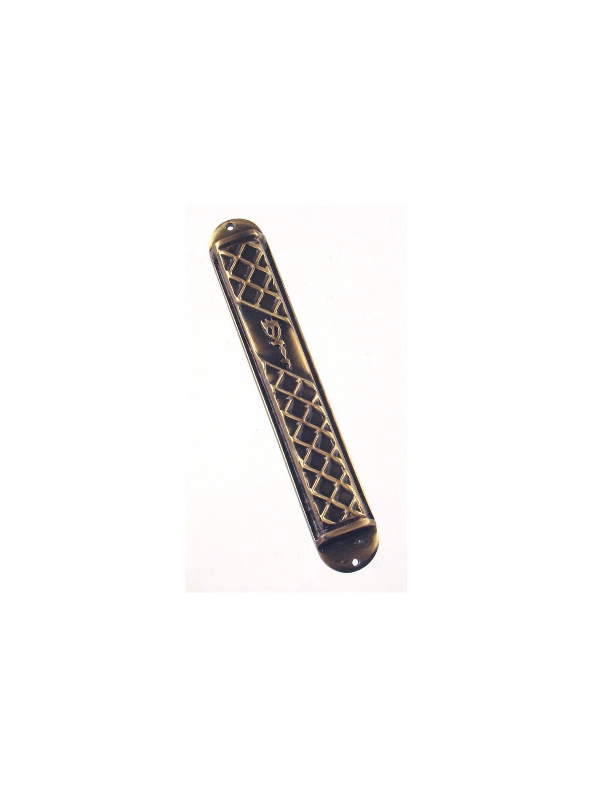 Wide Square Pewter Mezuzah Case %96 gold criss cro... | Pewter Mezuzah