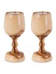 Natural Olive Wood Portable Candlesticks in Wine Glass Design