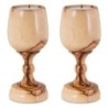 Natural Olive Wood Portable Candlesticks in Wine Glass Design