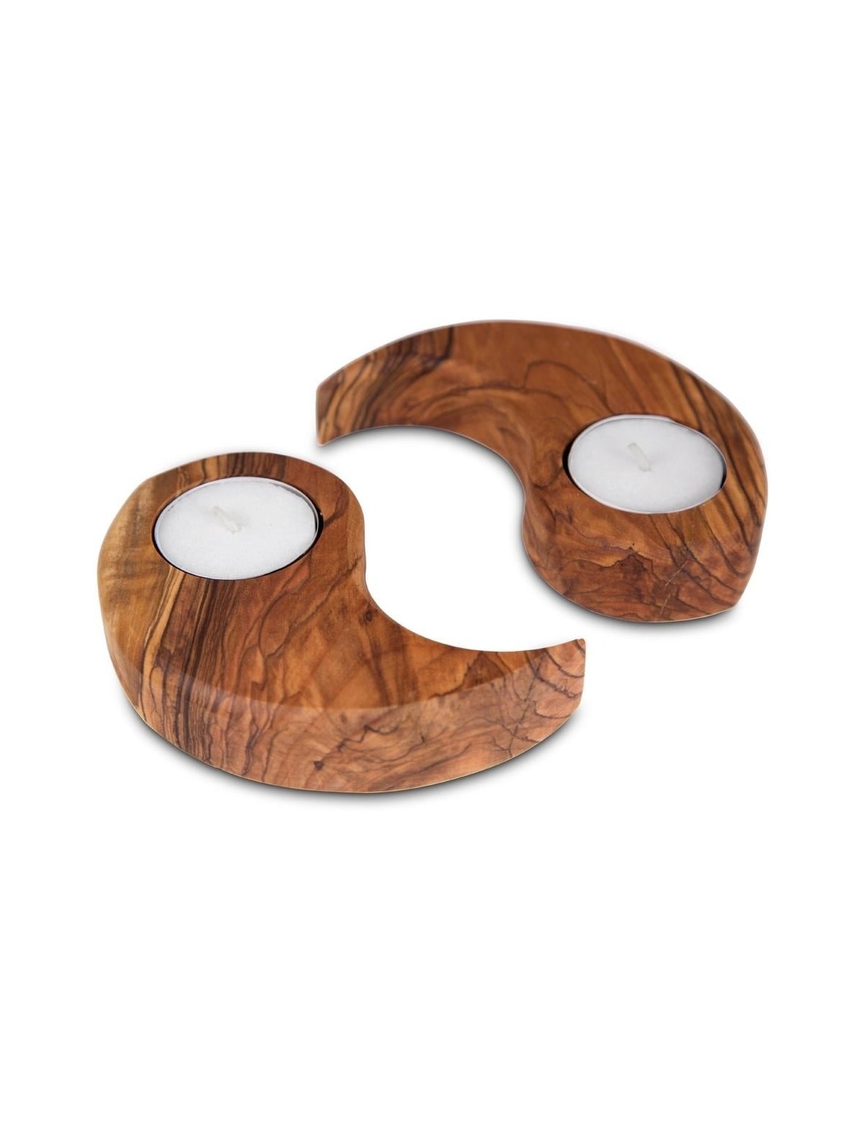 Olive Wood Oriental Style Tealight Candle Holders