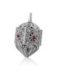 Sterling Silver Filigree Dreidel with Red Garnet Gemstones