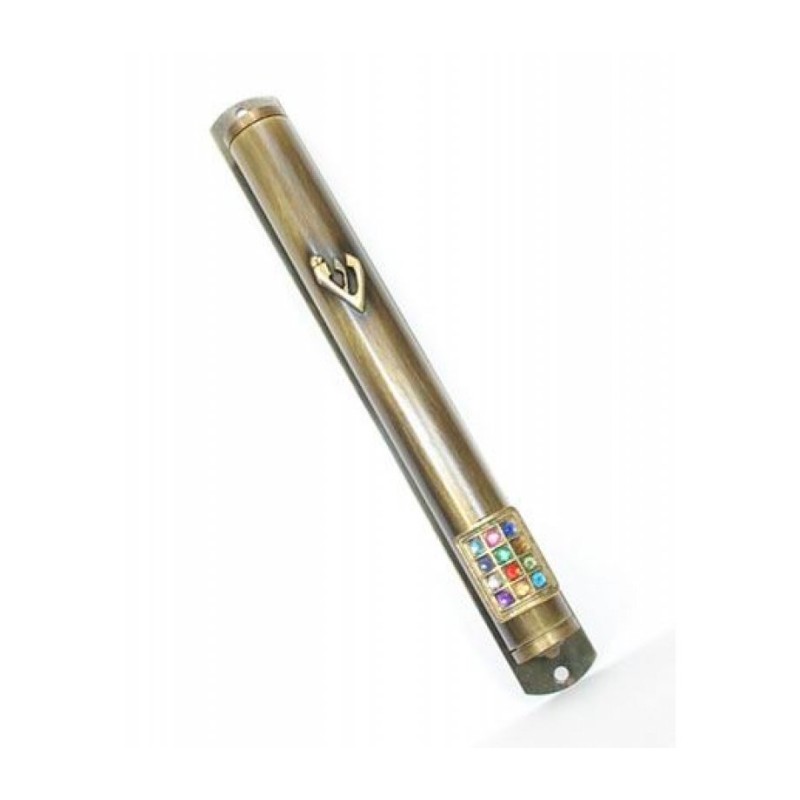 12 Tribe Breastplate Yellow Pewter Mezuzah | Pewter Mezuzah