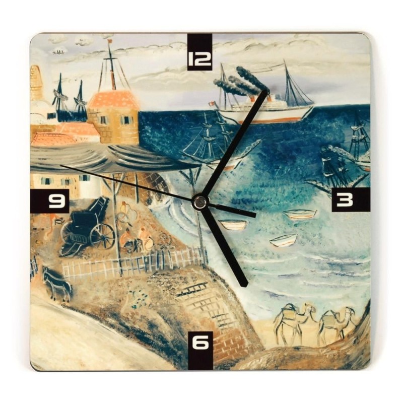 Ofek Wertman Old Jaffa Port by Reuven Rubin Square Wooden Clock