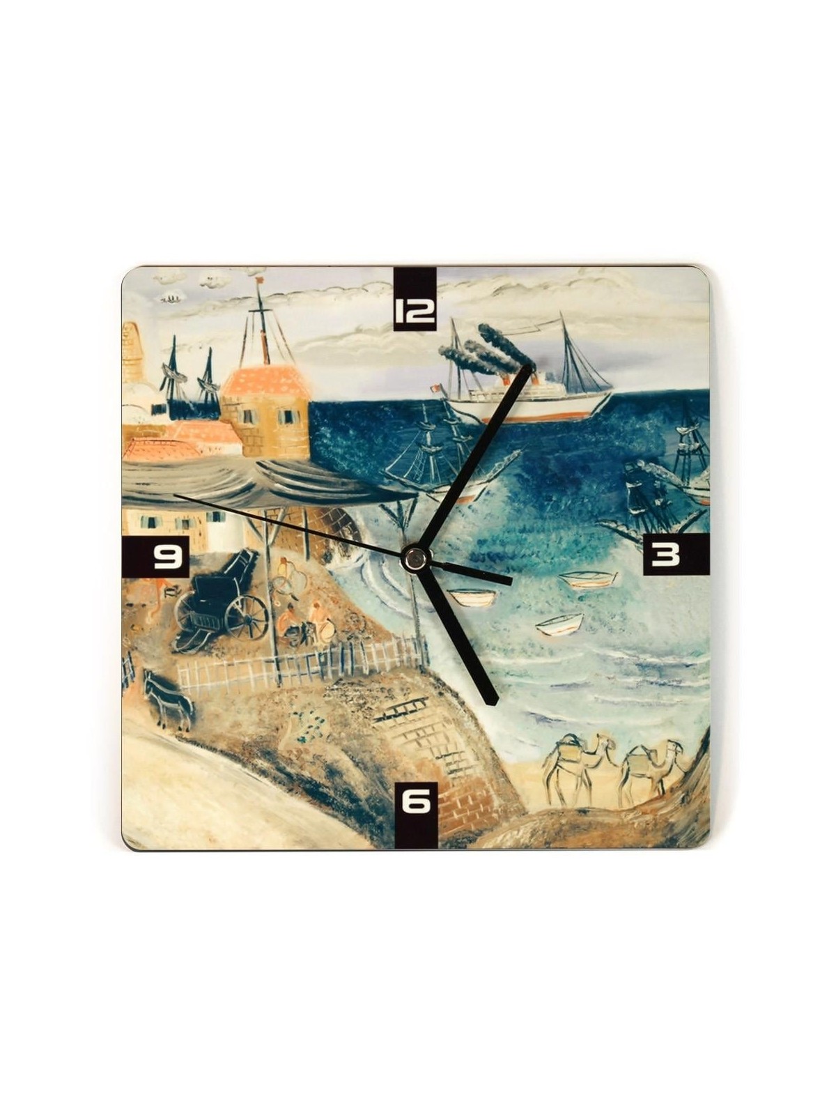 Ofek Wertman Old Jaffa Port by Reuven Rubin Square Wooden Clock