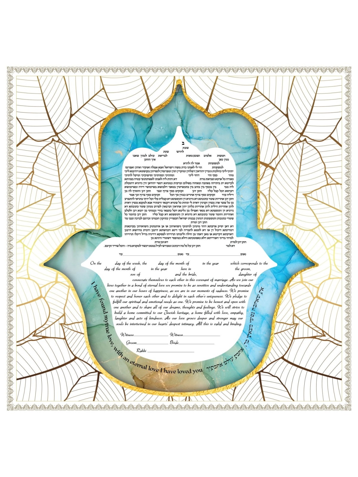 Ruth Rudin Marble Hamsa Personalized Ketubah
