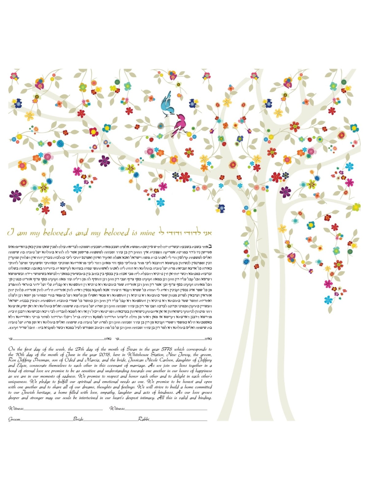 Ruth Rudin Wishing Tree Personalized Ketubah