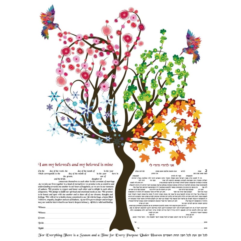 Ruth Rudin Personalized Ketubah - Four Seasons